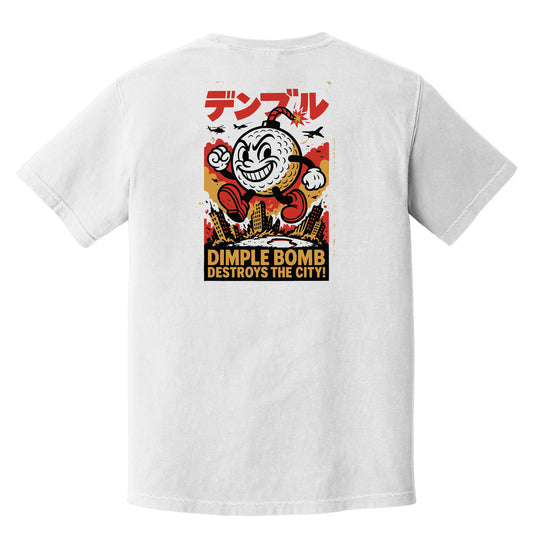 Dimple Bomb Destroys the City Tee - Japanese Golf Chaos